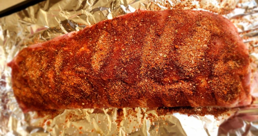 rib with Memphis dry rub recipe on it