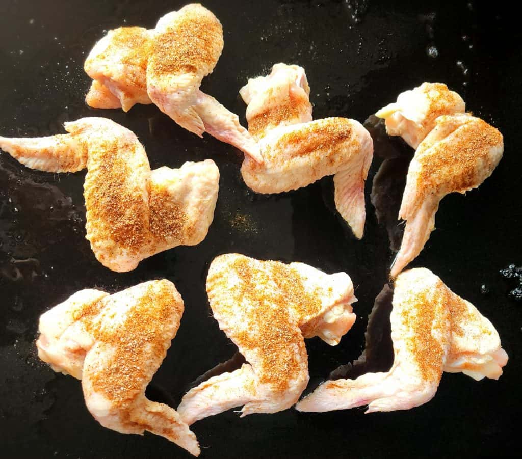 chicken wings on grill with homemade chicken wing seasoning