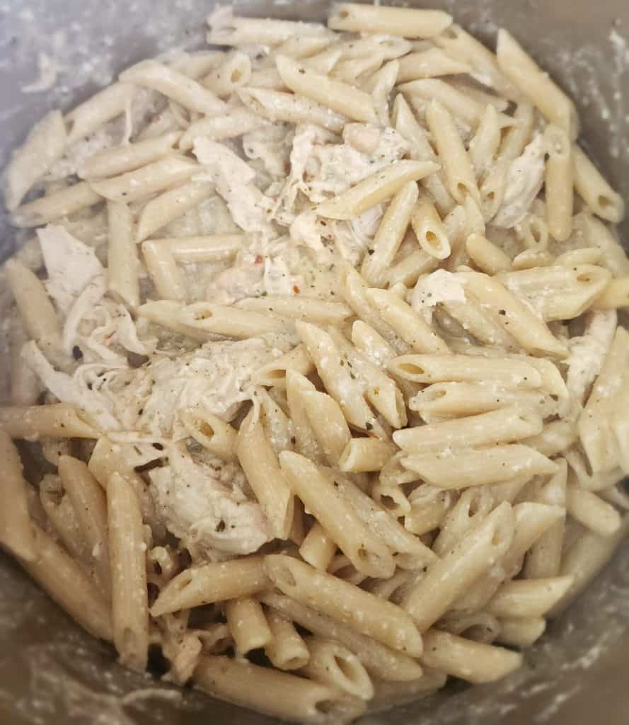 Pasta stirred into Olive Garden Instant Pot Chicken Pasta
