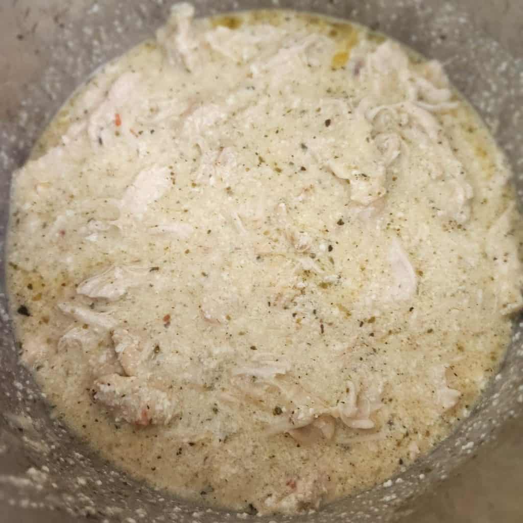 olive garden instant pot chicken and pasta with chicken shredded and added back topot