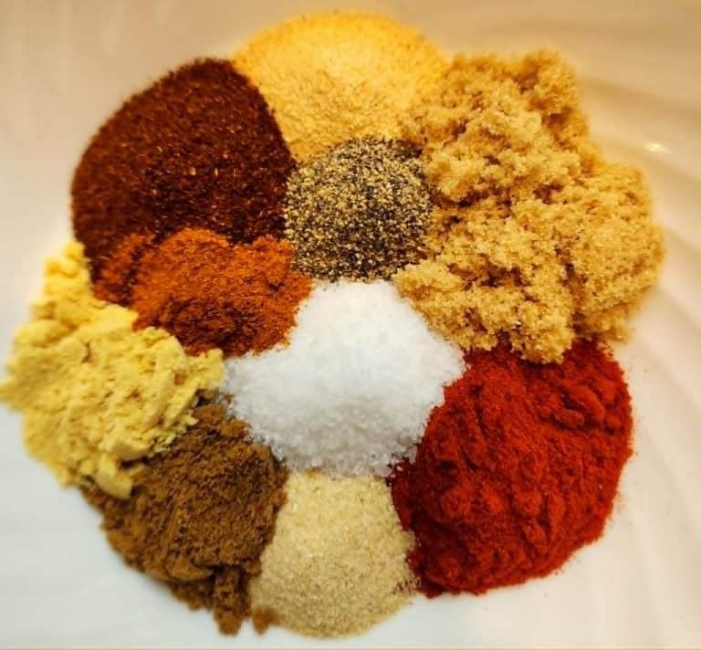 pulled pork seasoning ingredients in a bowl separated