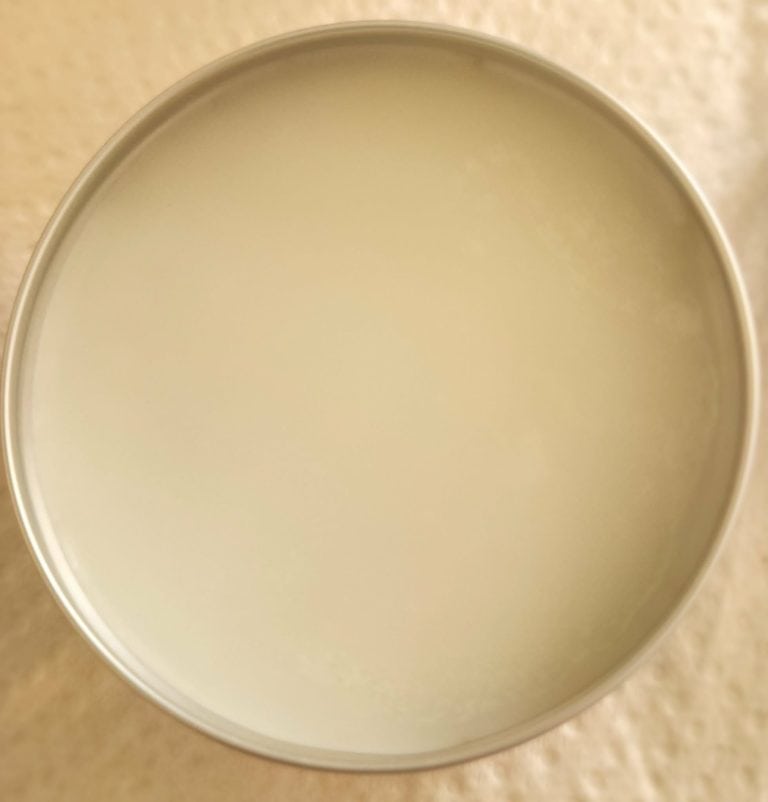 lavender tallow balm set up in tin